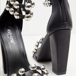 Black Block Heel Studded
